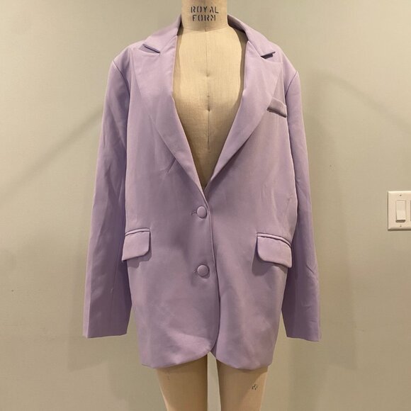 Nasty Gal Collection Shoulder Pad Tailored Longline Blazer in Lavender - Med - Picture 2 of 6